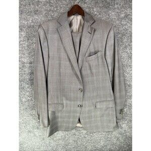 Ermenegildo Zegna Trofeo Mila Suit 56L Glen Plaid 100% Wool Made in Switzerland